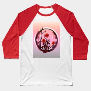 Pretty orange red ikebana watercolor chrysanthemums Baseball T-Shirt